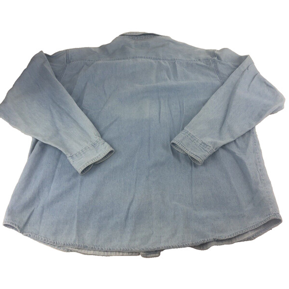 Vintage 90s Tri Mountain‎ Men's Washed Denim Shirt XL Long Sleeve Button Up Blue - Picture 13 of 16